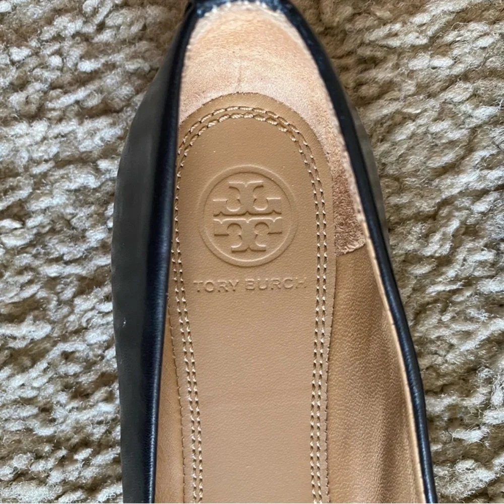 NWOB Tory Burch Black Leather and Patent Leather Jolie Ballet Flats Size 6